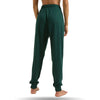 Green joggers with ribbed cuffs, seen