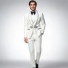 Elegant black tuxedo suit set featuring a classic notch lapel, single button closure, and slim fit silhouette, view